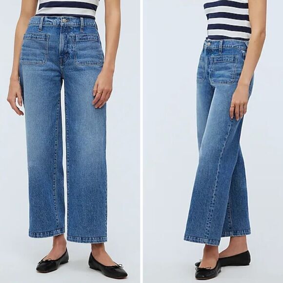 New! Madewell Emmett Wide-Leg Full Length Jean lakecourt, size 29 fits like 26 - Picture 2 of 15